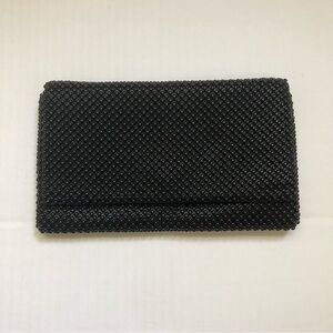 INC Black Beaded Clutch With Removable Shoulder Strap